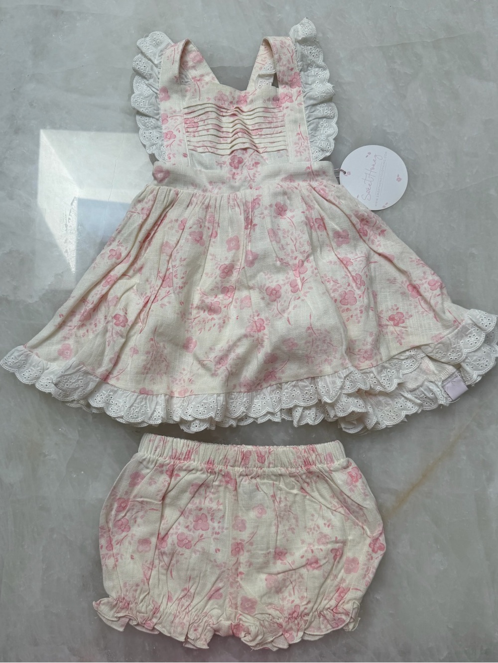 SweetHoney Pink Floral Ruffle Dress with Bloomers